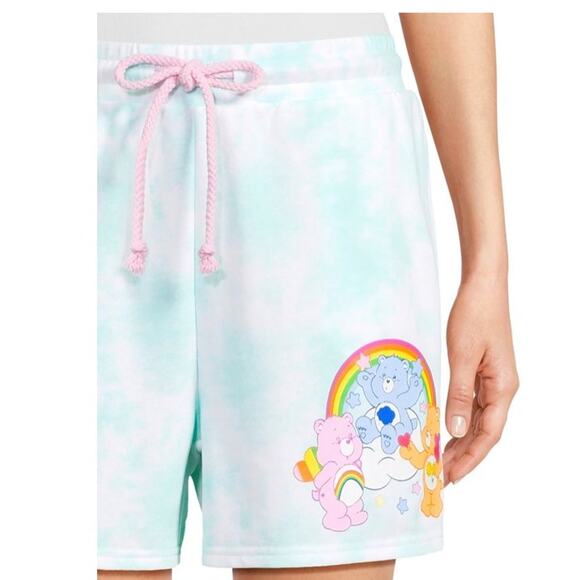 CareBears Shorts Womens Small Relaxed Mint Green Tie Dye Throwback Retro Fan - Picture 3 of 13